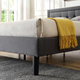 Mornington Upholstered Platform Bed | Headboard and Metal Frame with Wood Slat Support | Grey, Queen