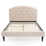 Cranleigh Upholstered Platform Bed | Headboard and Metal Frame with Wood Slat Support | Linen, Queen