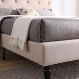 Cranleigh Upholstered Platform Bed | Headboard and Metal Frame with Wood Slat Support | Linen, Queen