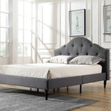 Winterhaven Upholstered Platform Bed | Headboard and Wood Frame with Wood Slat Support | Grey, Queen