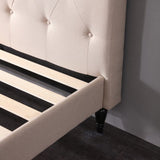 Winterhaven Upholstered Platform Bed | Headboard and Wood Frame with Wood Slat Support | Linen, Queen