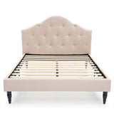 Winterhaven Upholstered Platform Bed | Headboard and Wood Frame with Wood Slat Support | Linen, Queen