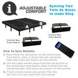 Adjustable Comfort Upholstered Adjustable Bed Base with Massage, Wireless Remote, Three Leg Heights, and USB Ports-Ergonomic Queen