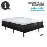 Adjustable Comfort Upholstered Adjustable Bed Base with Massage, Wireless Remote, Three Leg Heights, and USB Ports-Ergonomic Queen