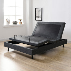 Adjustable Comfort Upholstered Posture+ Adjustable Bed Base with Massage, Wireless Remote, and USB Ports, Queen