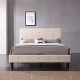 Cambridge Upholstered Platform Bed | Headboard and Metal Frame with Wood Slat Support | Linen, QueenCambridge Upholstered Platform Bed | Headboard and Metal Frame with Wood Slat Support | Linen, Queen