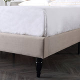 Berkeley Upholstered Platform Bed | Headboard and Wood Frame with Wood Slat Support | Linen, Queen