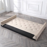 Berkeley Upholstered Platform Bed | Headboard and Wood Frame with Wood Slat Support | Linen, Queen