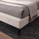 Cambridge Upholstered Platform Bed | Headboard and Metal Frame with Wood Slat Support | Linen, QueenCambridge Upholstered Platform Bed | Headboard and Metal Frame with Wood Slat Support | Linen, Queen